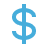 A blue dollar icon symbolizing currency and finance, designed with a modern and sleek appearance